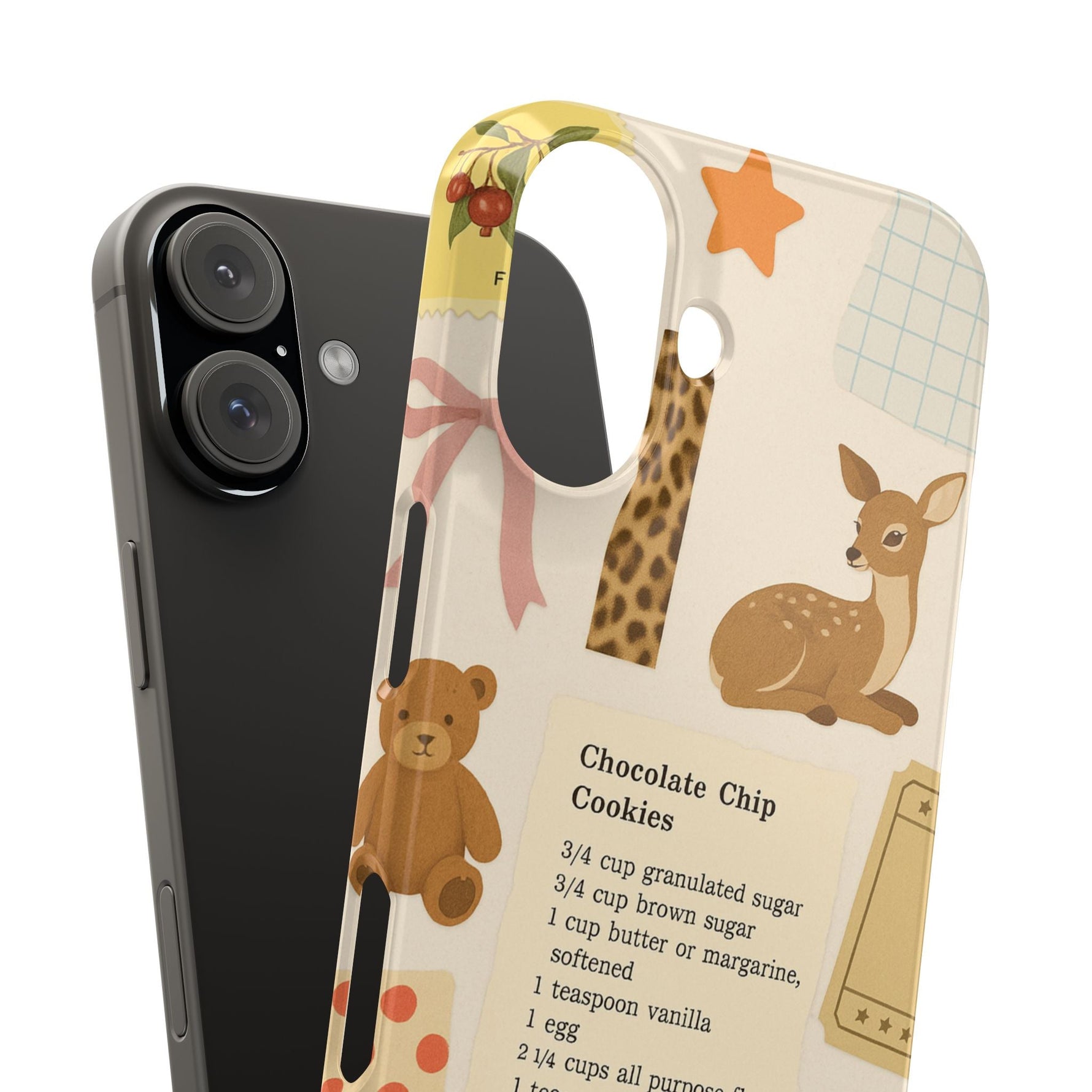 Slim iPhone Case — Cozy Baking & Teddy Pattern (Recipe, Deer, Buttons)  Shamo's