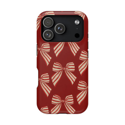 Holiday Red Bow iPhone Case — Impact‑Resistant iPhone Cover with MagSafe compatibility