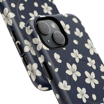 Navy Blossom Floral iPhone Case | MagSafe
