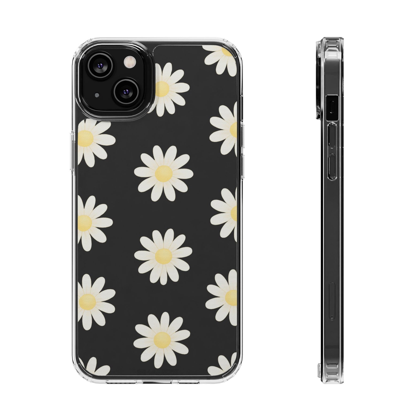 Clear Daisy Floral Phone Case, Impact-Resistant, Anti-Yellowing, Camera & Screen Protection - iPhone 14 Plus / Without gift packaging - Shamo's