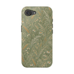 Golden Meadow – Sage Green Wildflower MagSafe Phone Case, glossy iPhone 16e, rear view