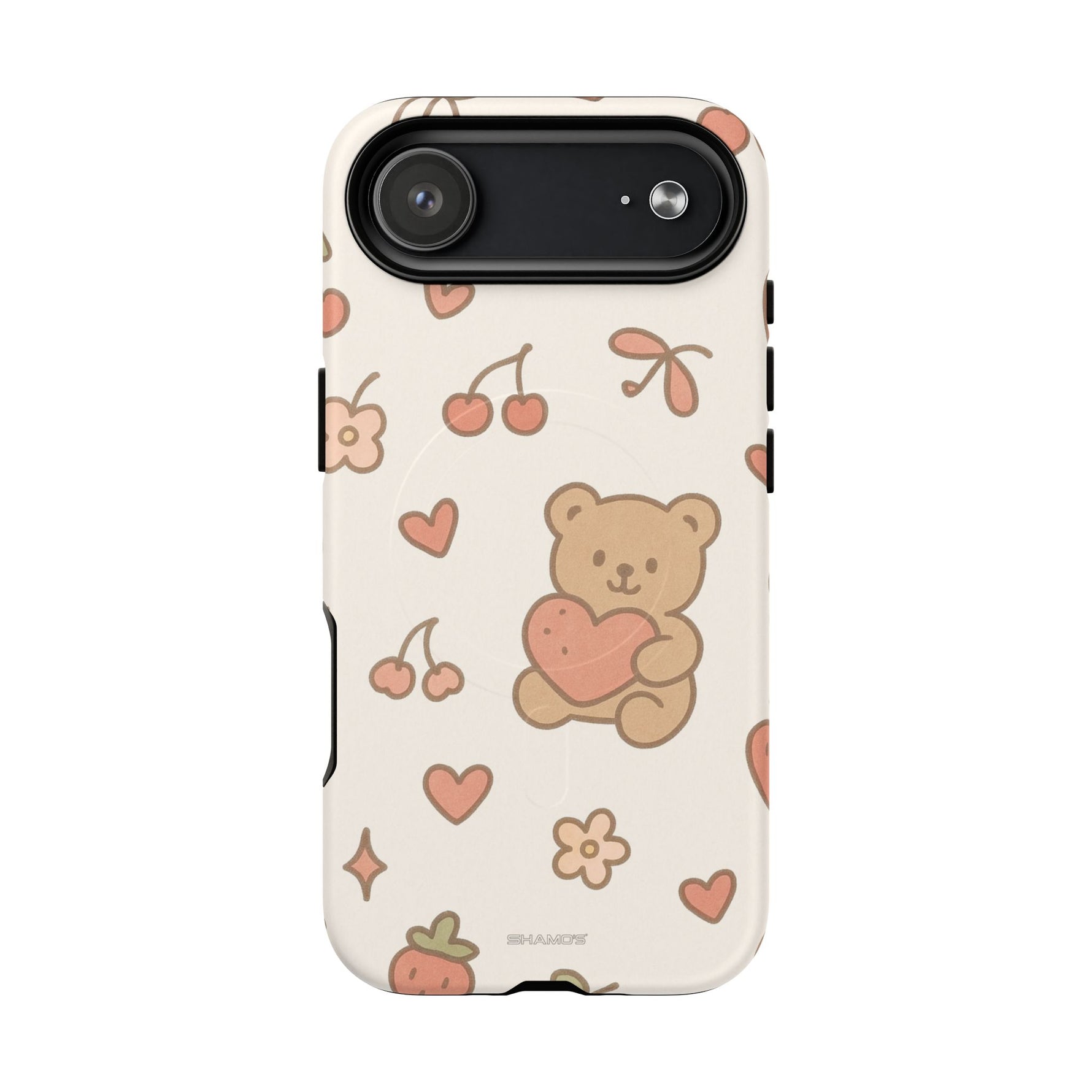 Teddy Berry Cozy Strawberry Pattern iPhone Case with MagSafe