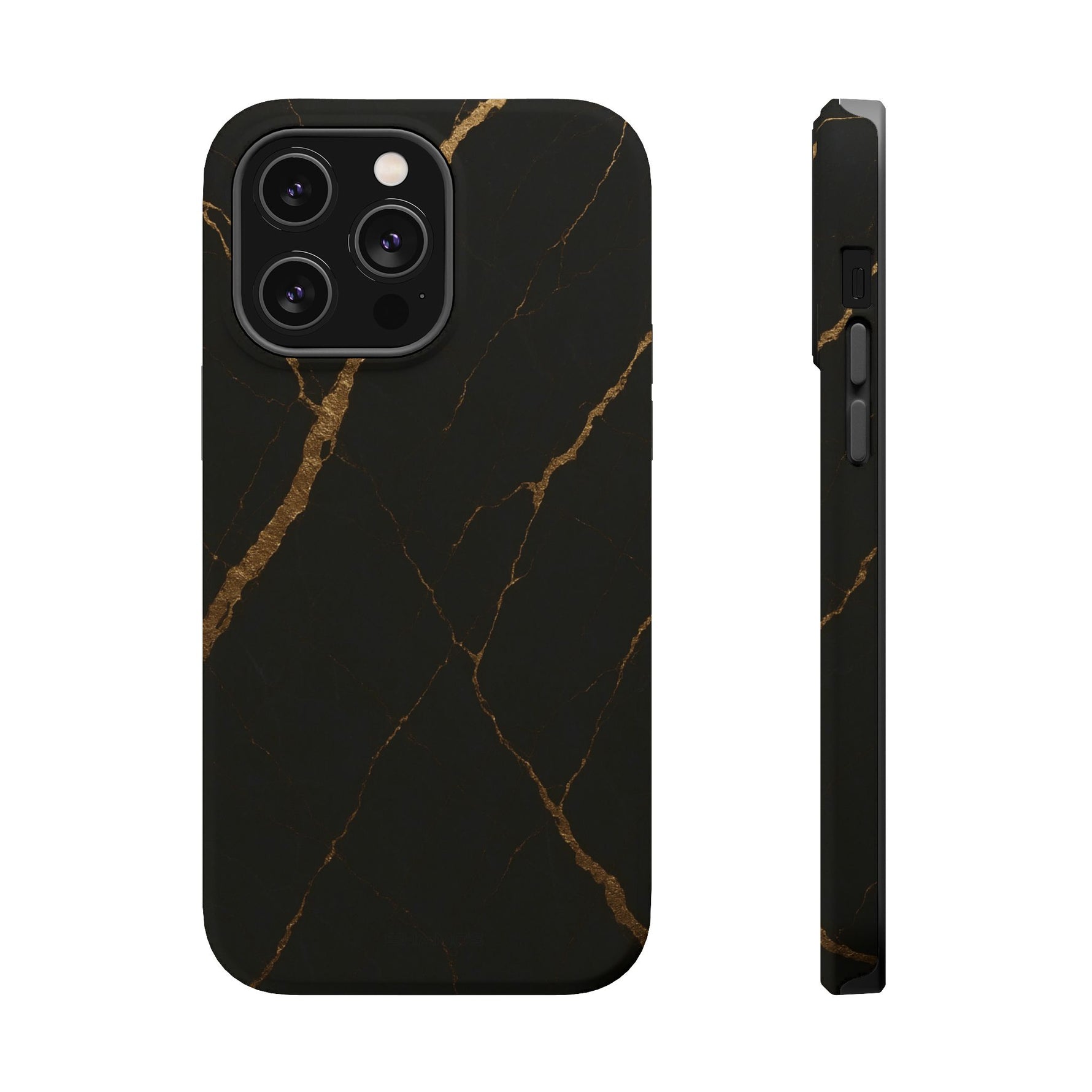 Black & Gold Marble iPhone Case with MagSafe - iPhone 14 Pro Max / Matte - Shamo's