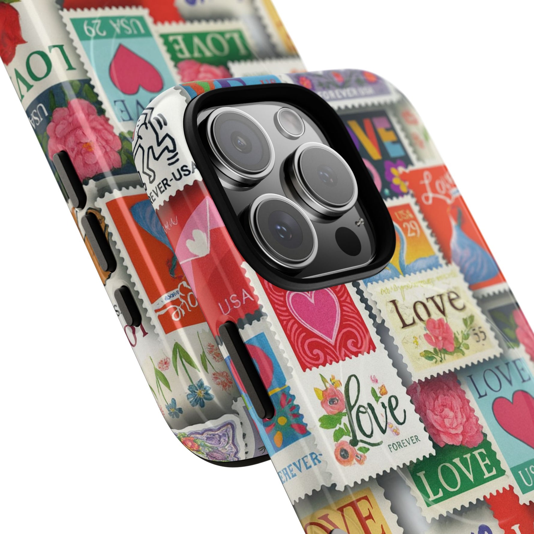 Vintage Romantic Love Stamp iPhone Case | Tough Protection + MagSafe