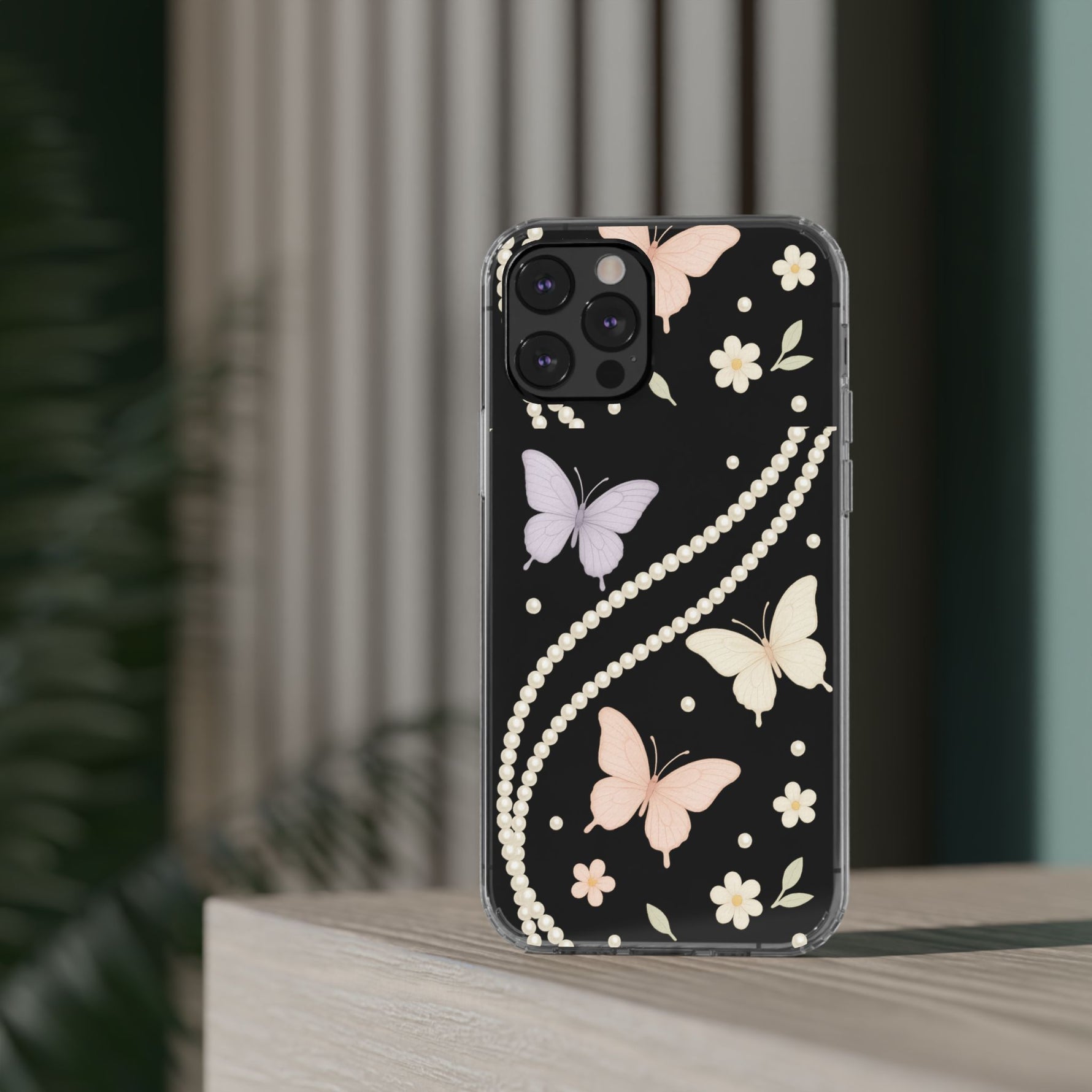 Butterfly Pearl Impact-Resistant Clear iPhone Case - Shamo's