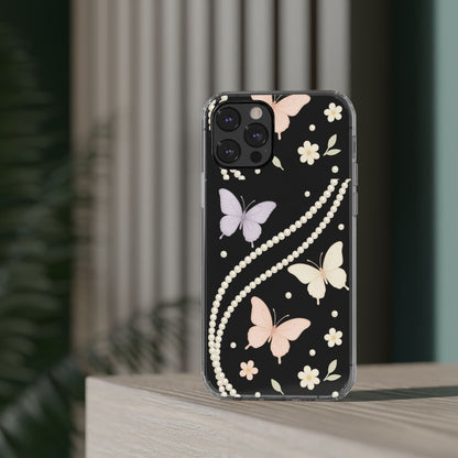 Butterfly Pearl Impact-Resistant Clear iPhone Case - Shamo's