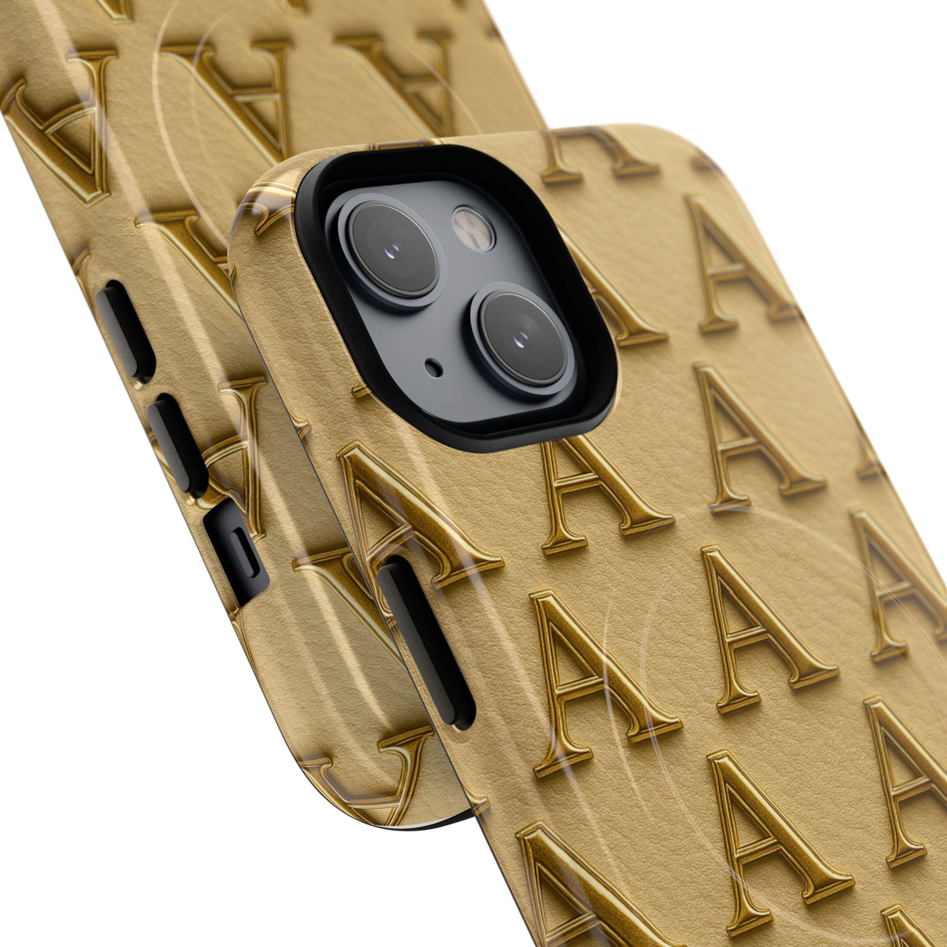 Gold Monogram 'A' iPhone Case with MagSafe - Shamo's