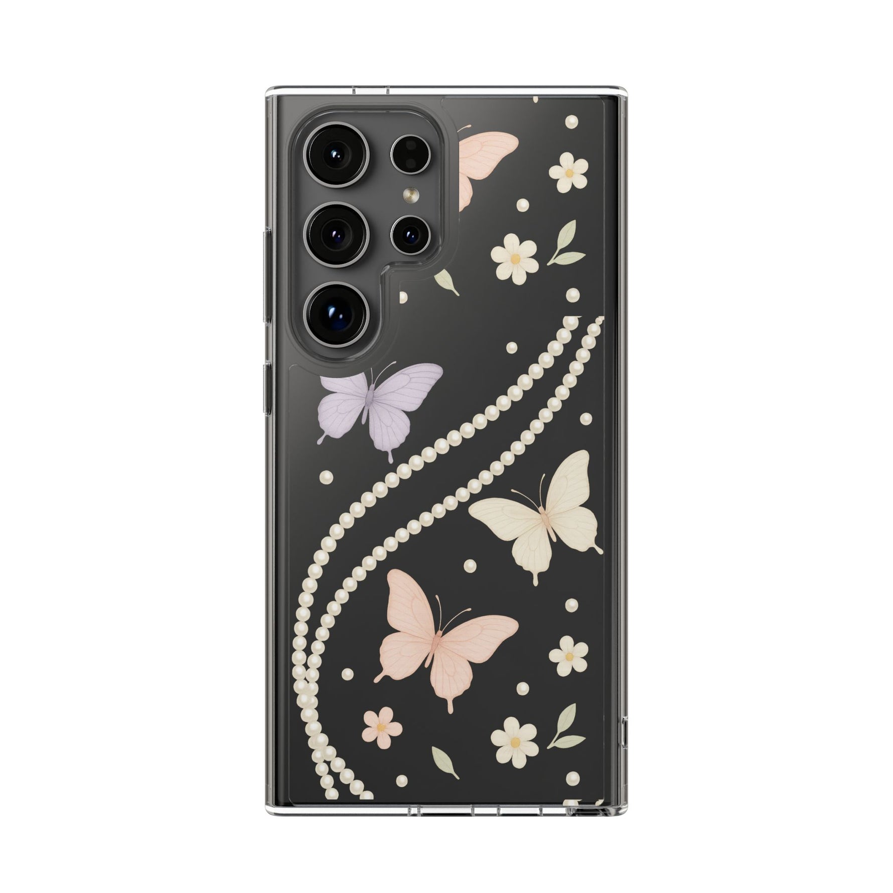 Butterfly Pearl Impact-Resistant Clear iPhone Case - Shamo's