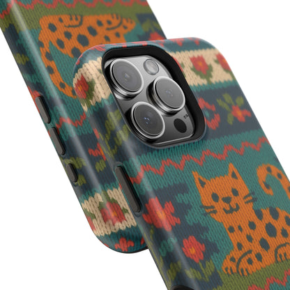 Cozy Knit Leopard Pattern Sweater Holiday Theme iPhone Case with MagSafe compatibility