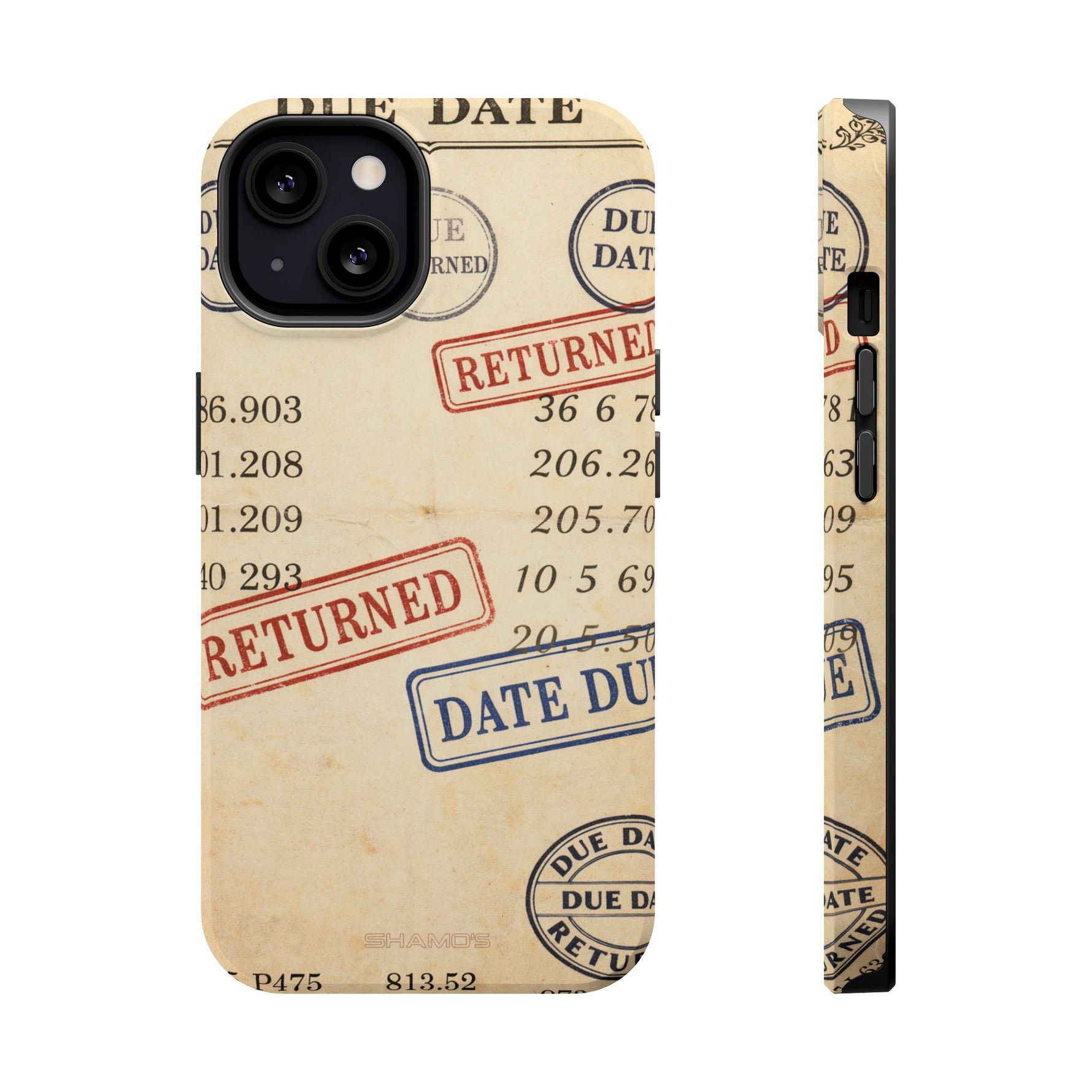 Vintage Library Card Design Phone Case with MagSafe Compatibility