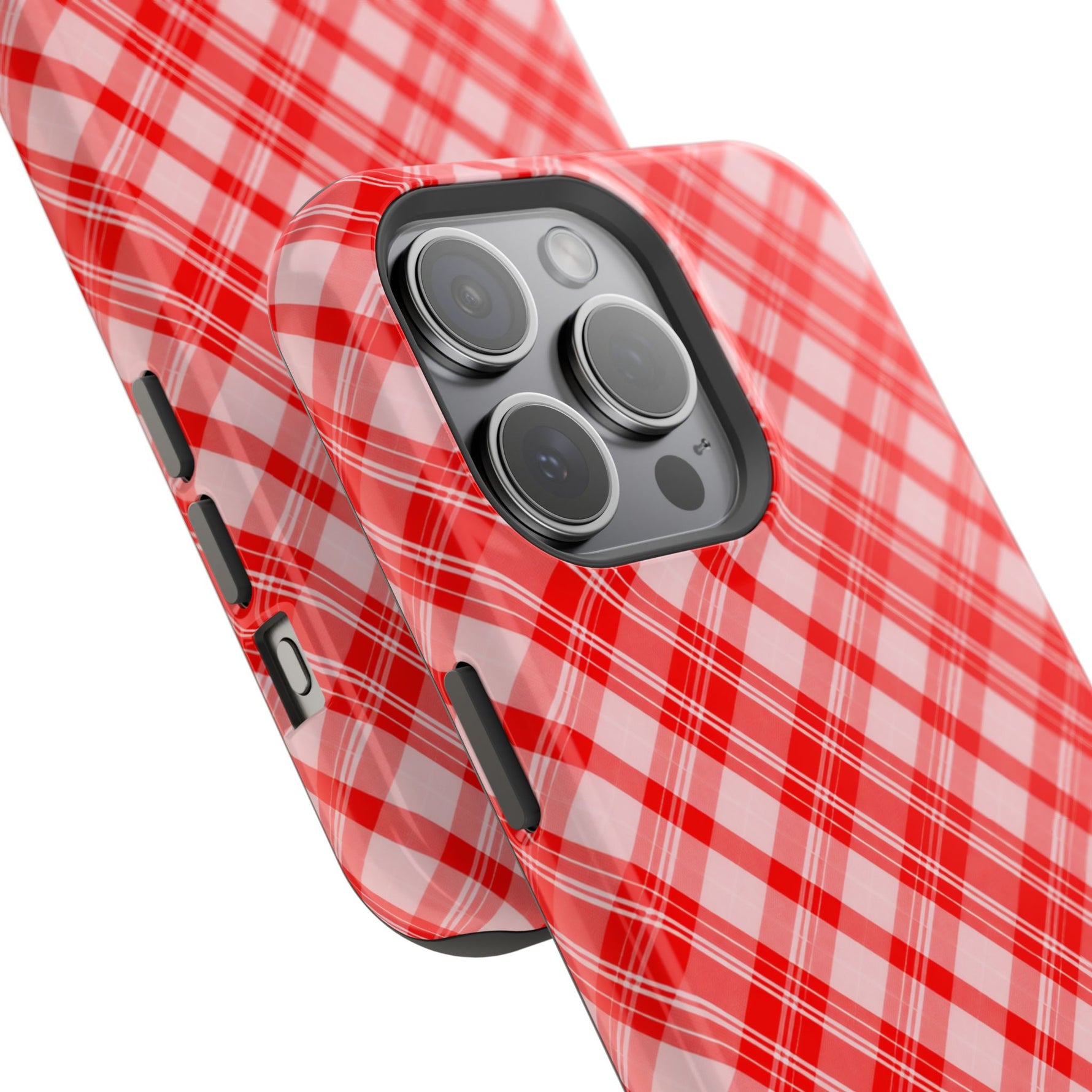 Red Plaid Magnetic Impact-Resistant iPhone Case | MagSafe