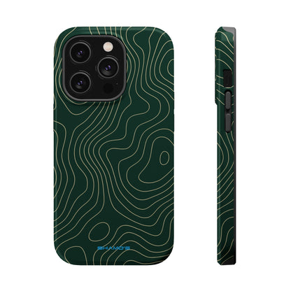 Topographic Green Magnetic Impact-Resistant iPhone Case | MagSafe compatible  Shamo's iPhone 14 Pro / Glossy