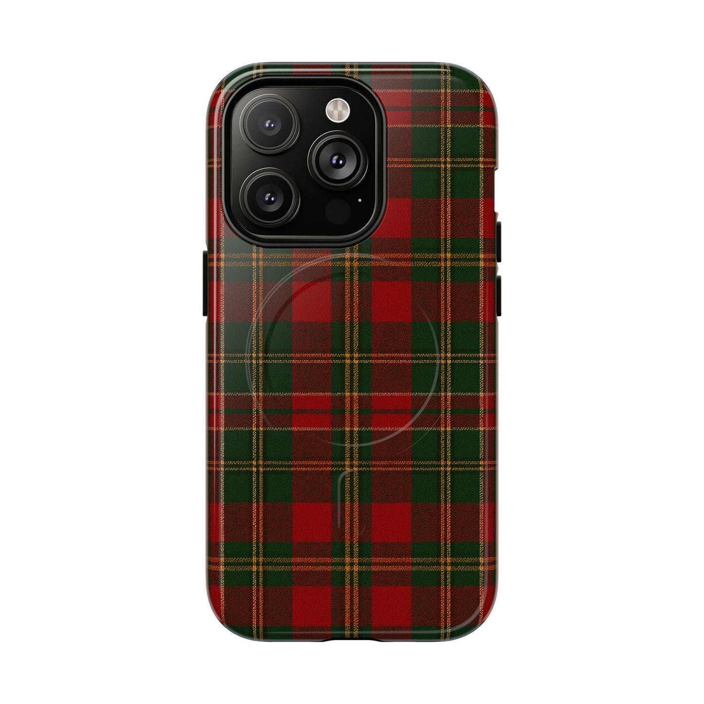 Plaid Holiday iPhone Case — Red & Green Tartan (MagSafe compatible)