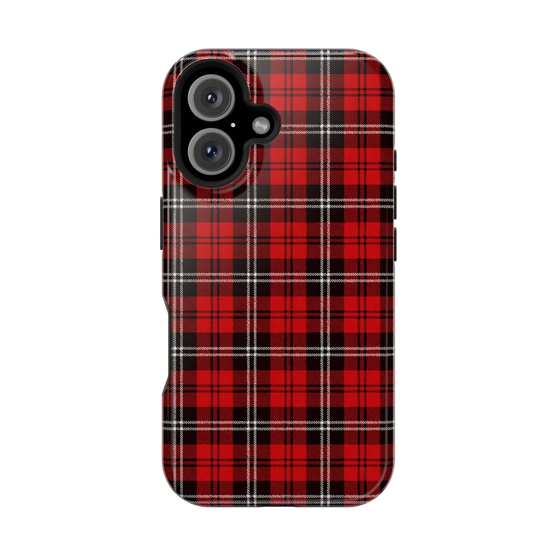 Red Tartan Plaid Impact-Resistant iPhone Case | MagSafe compatibility  Shamo's iPhone 16 / Glossy