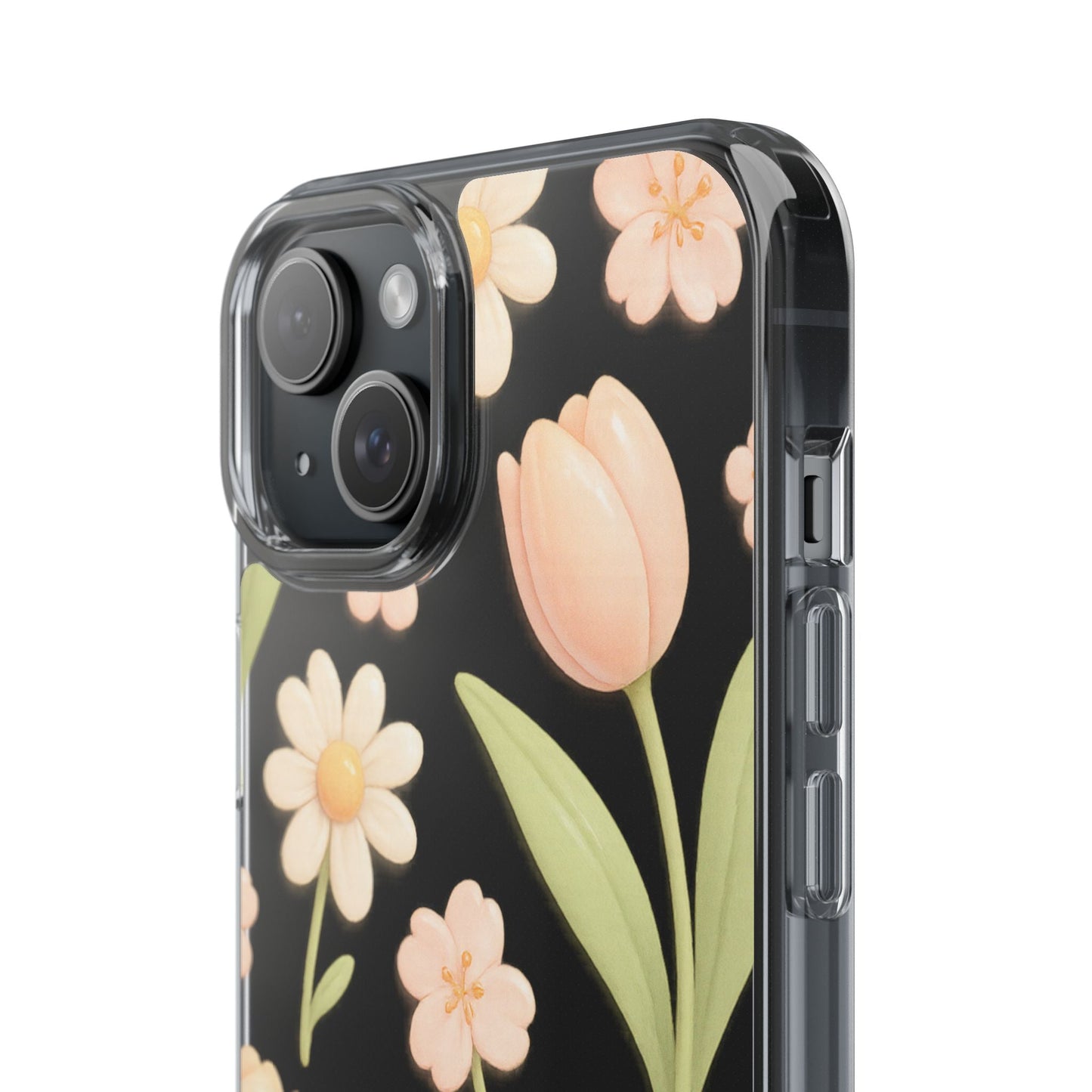Floral Impact-Resistant Clear iPhone Case