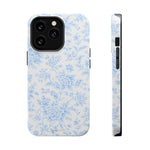 Preppy Look Blue Floral Impact-Resistant Phone Case and MagSafe Compatible
