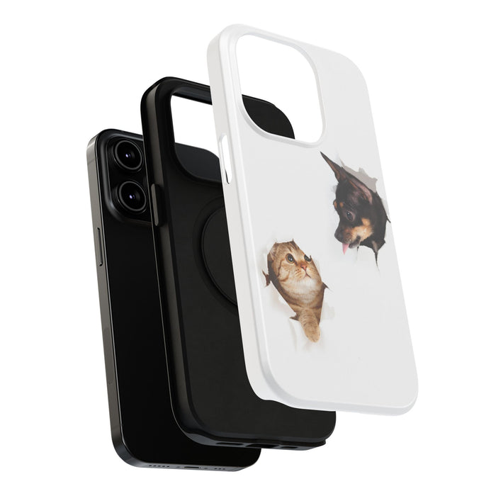 Impact-Resistant Cases with a cat and a dog