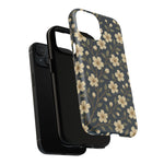 Navy Cherry Blossom Floral iPhone Case - Compatible with MagSafe - Shamo's