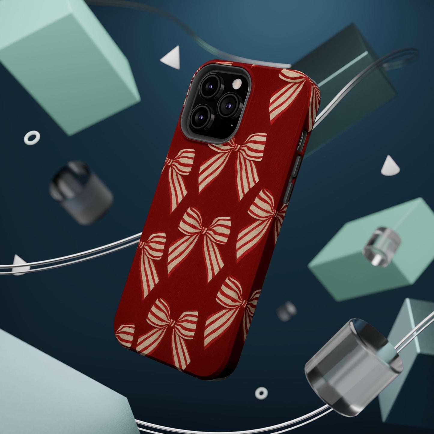 Holiday Red Bow iPhone Case — Impact‑Resistant iPhone Cover with MagSafe compatibility