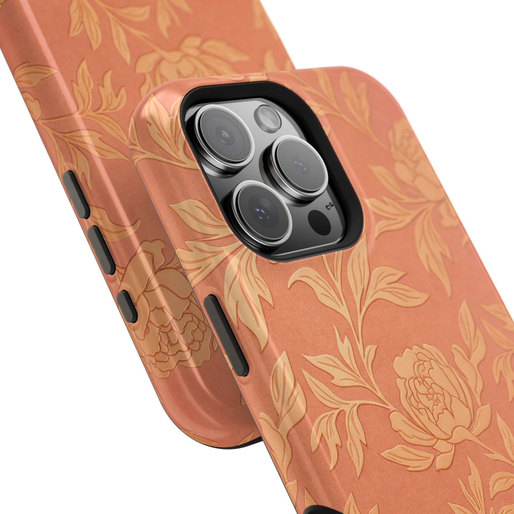Floral Rose Gold Magnetic Impact-Resistant iPhone Case, MagSafe Compatible - iPhone 17 / Glossy - Shamo's