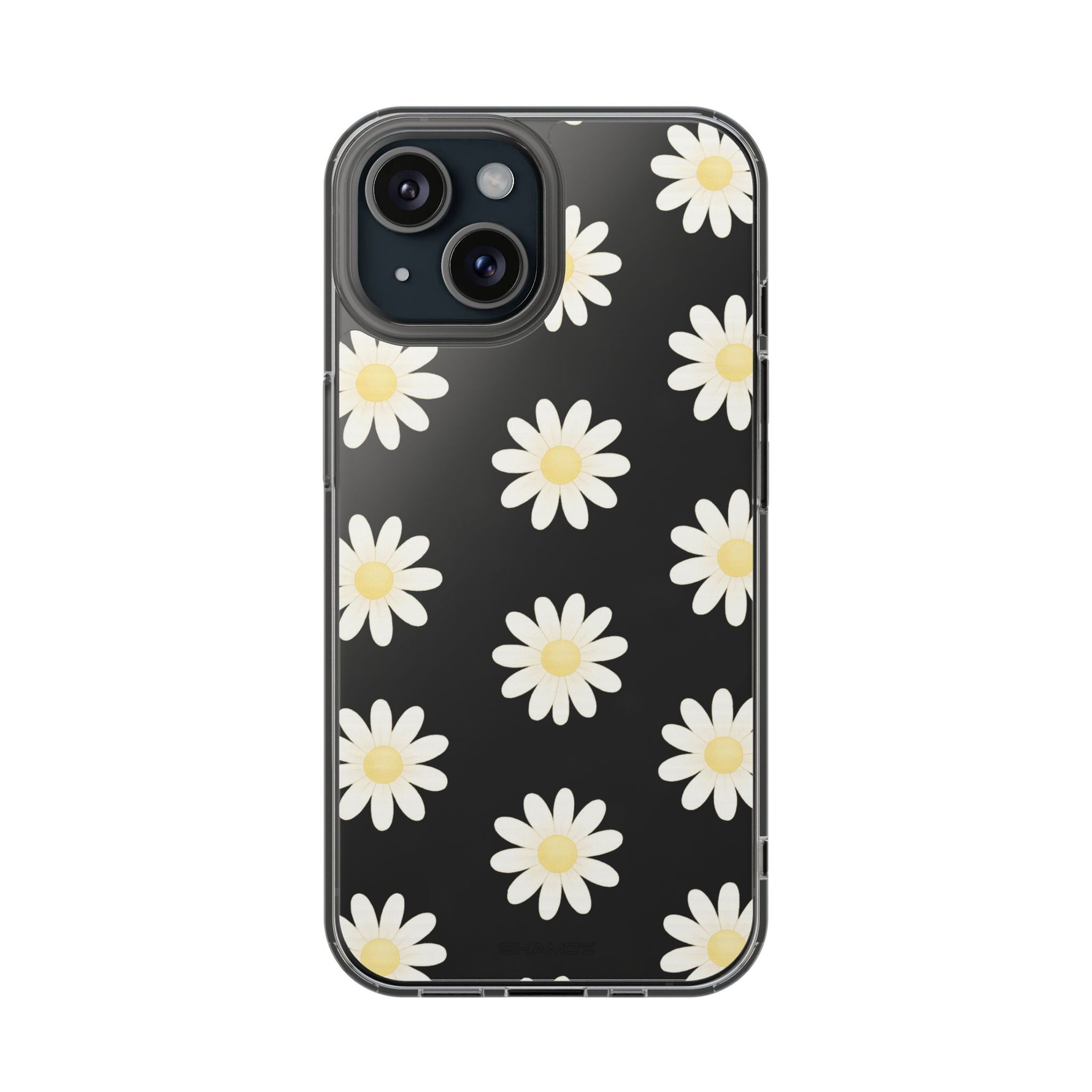 Clear Daisy Floral Phone Case, Impact-Resistant, Anti-Yellowing, Camera & Screen Protection - iPhone 15 / Without gift packaging - Shamo's