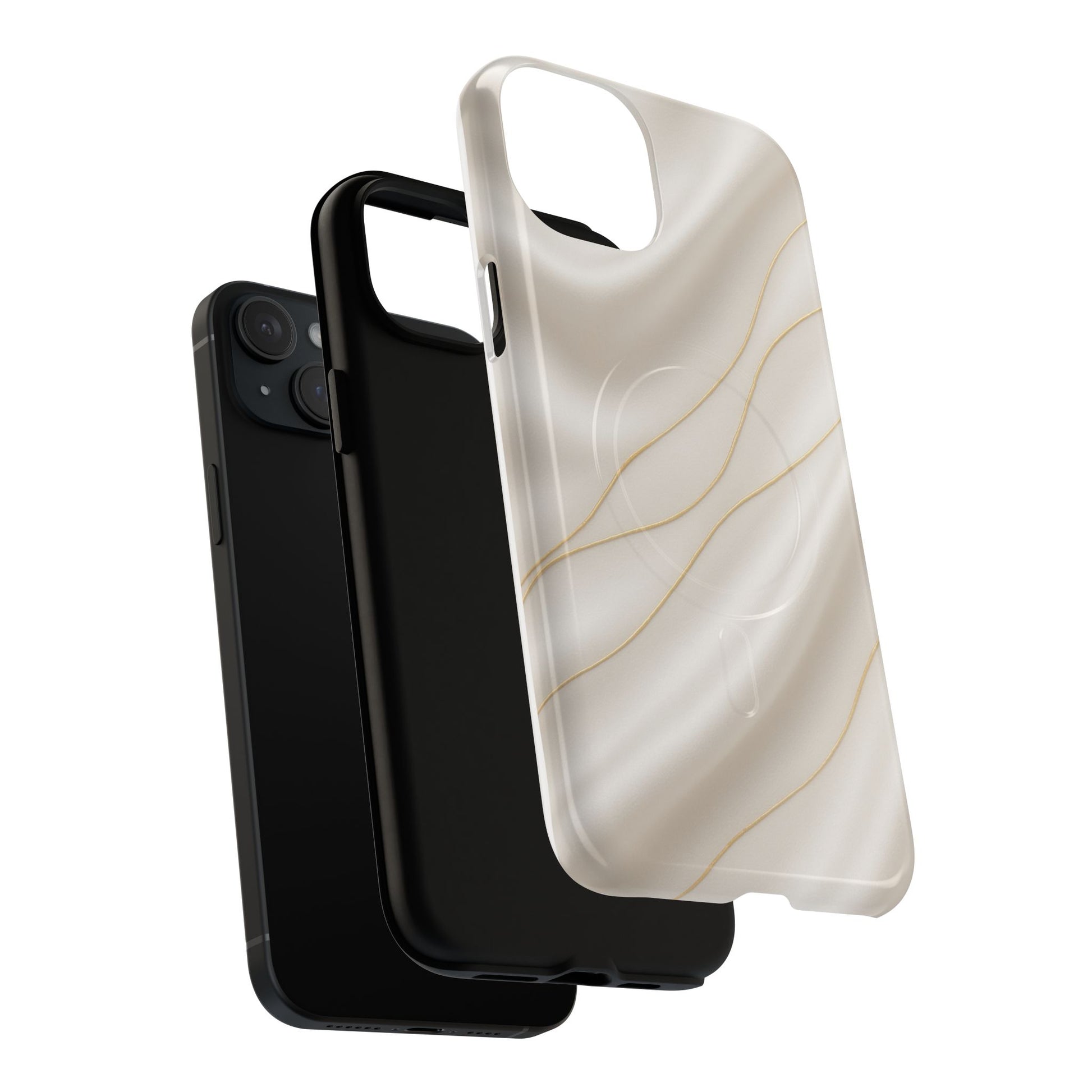 White Silk Gold Luxury iPhone Case with MagSafe - Shamo's