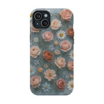 Frozen Floral Vintage Roses & Daisies iPhone Case with MagSafe compatibility  Shamo's iPhone 15 Plus / Matte