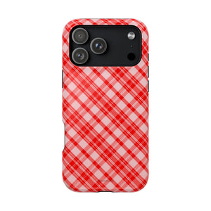 Red Plaid Magnetic Impact-Resistant iPhone Case | MagSafe - iPhone 17 Pro Max / Glossy - Shamo's