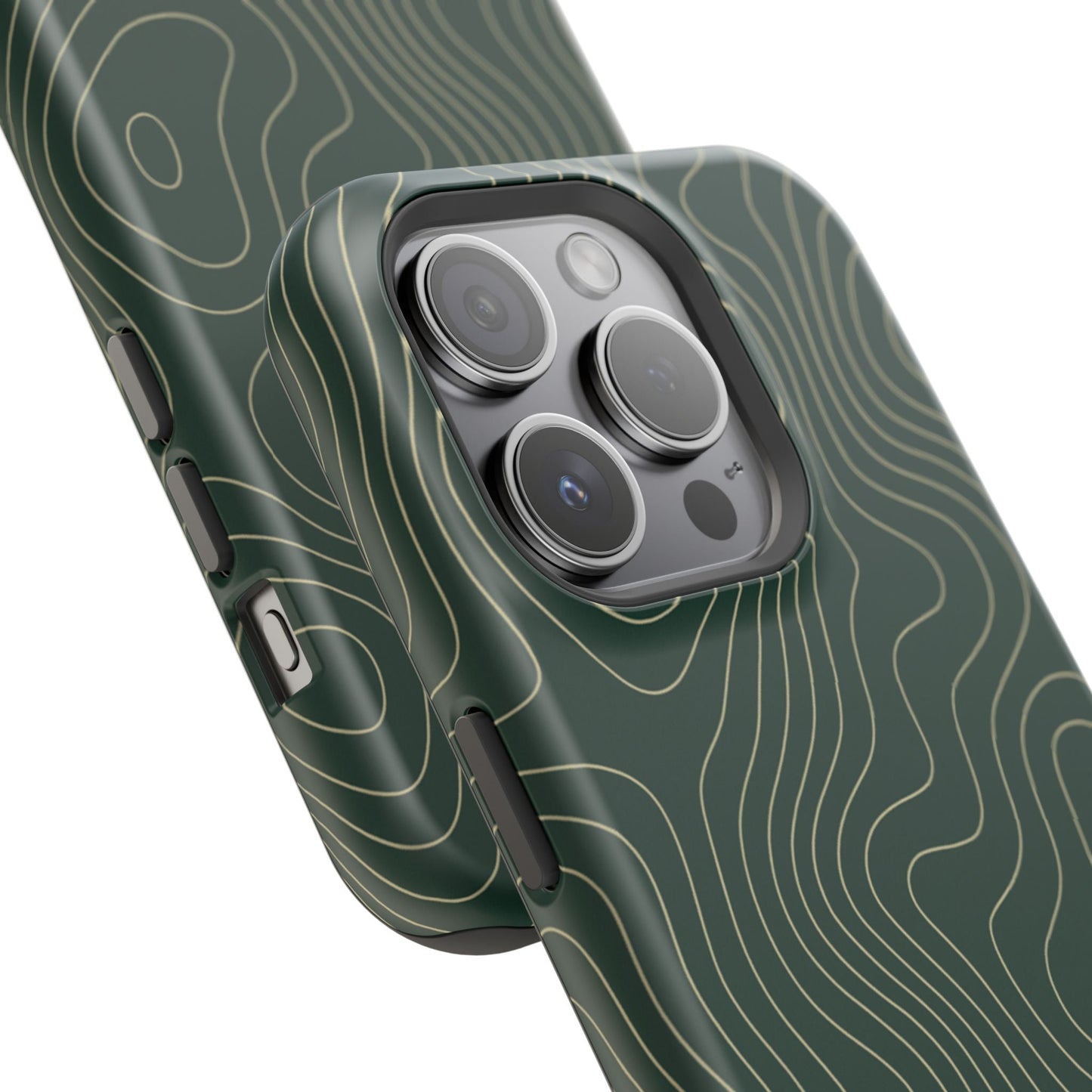 Topographic Green Magnetic Impact-Resistant iPhone Case | MagSafe compatible  Shamo's