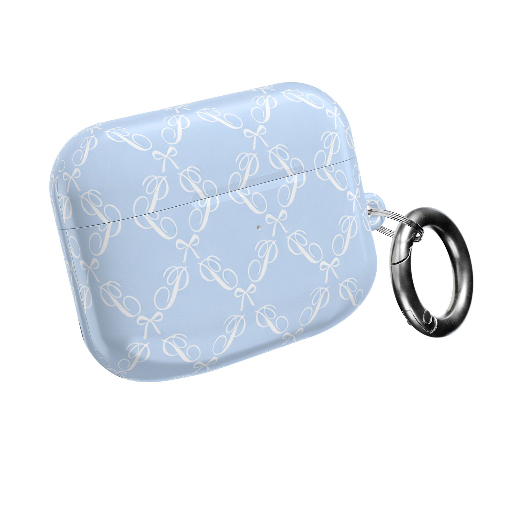 Pastel Blue Bow Pattern AirPod Case — Elegant Bow Pattern Protective Cover
