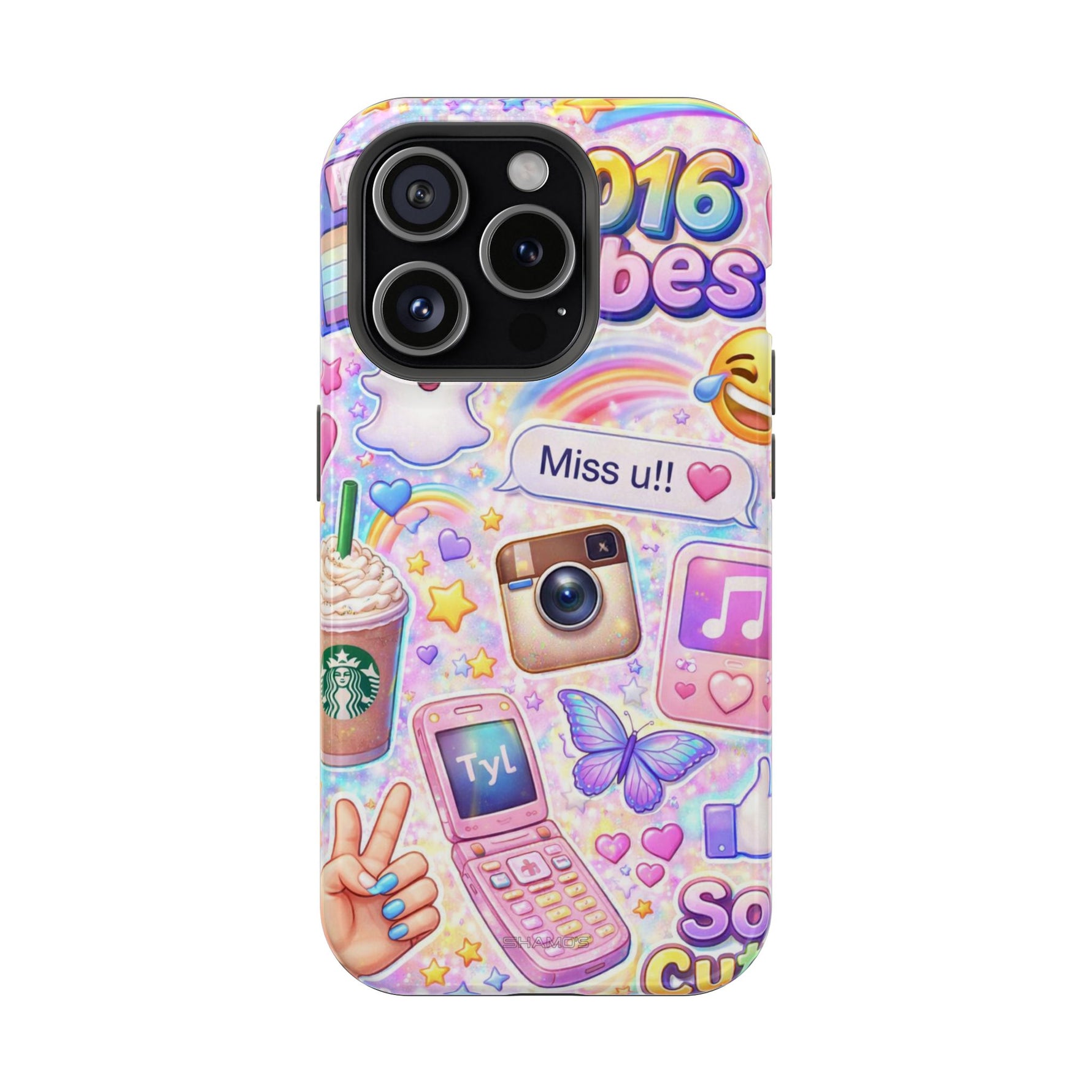 2016 Vibes Y2K Sticker Collage Magnetic Impact-Resistant iPhone Case with MagSafe Compatibility