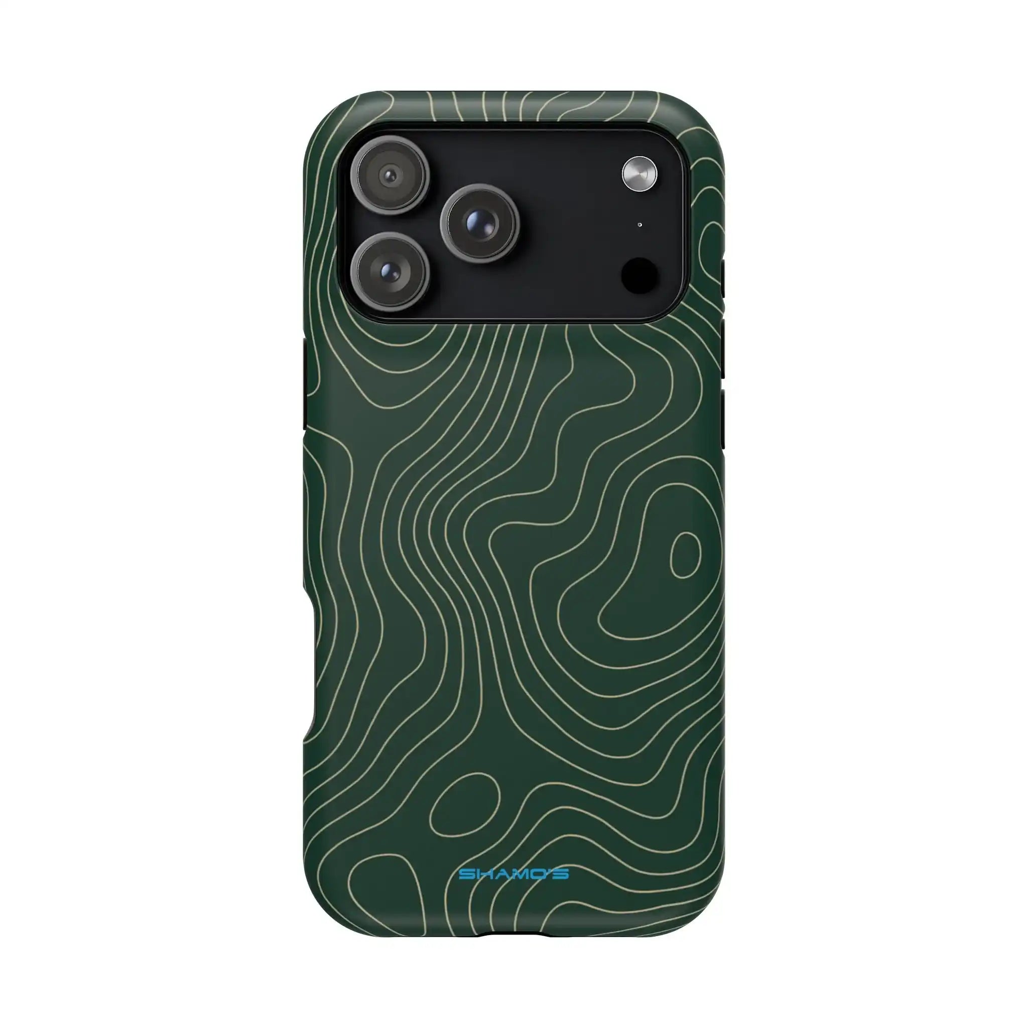 Topographic Green Magnetic Impact-Resistant iPhone Case | MagSafe compatible  Shamo's iPhone 17 Pro Max / Matte