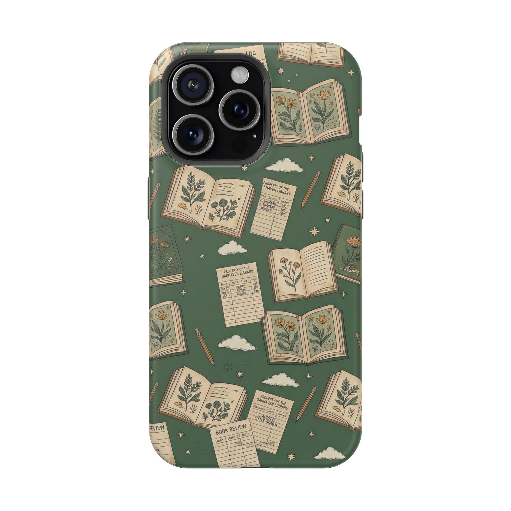 Botanical Journal Pattern iPhone Case | MagSafe Compatible Impact-Resistant Protective Cover