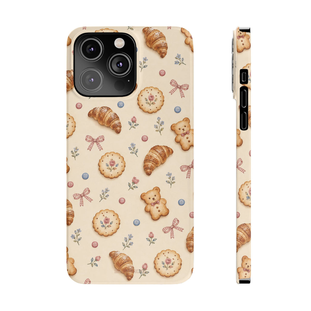 Slanke iPhone-hoes — knus bak- en teddybeerpatroon (recept, hert, knopen)