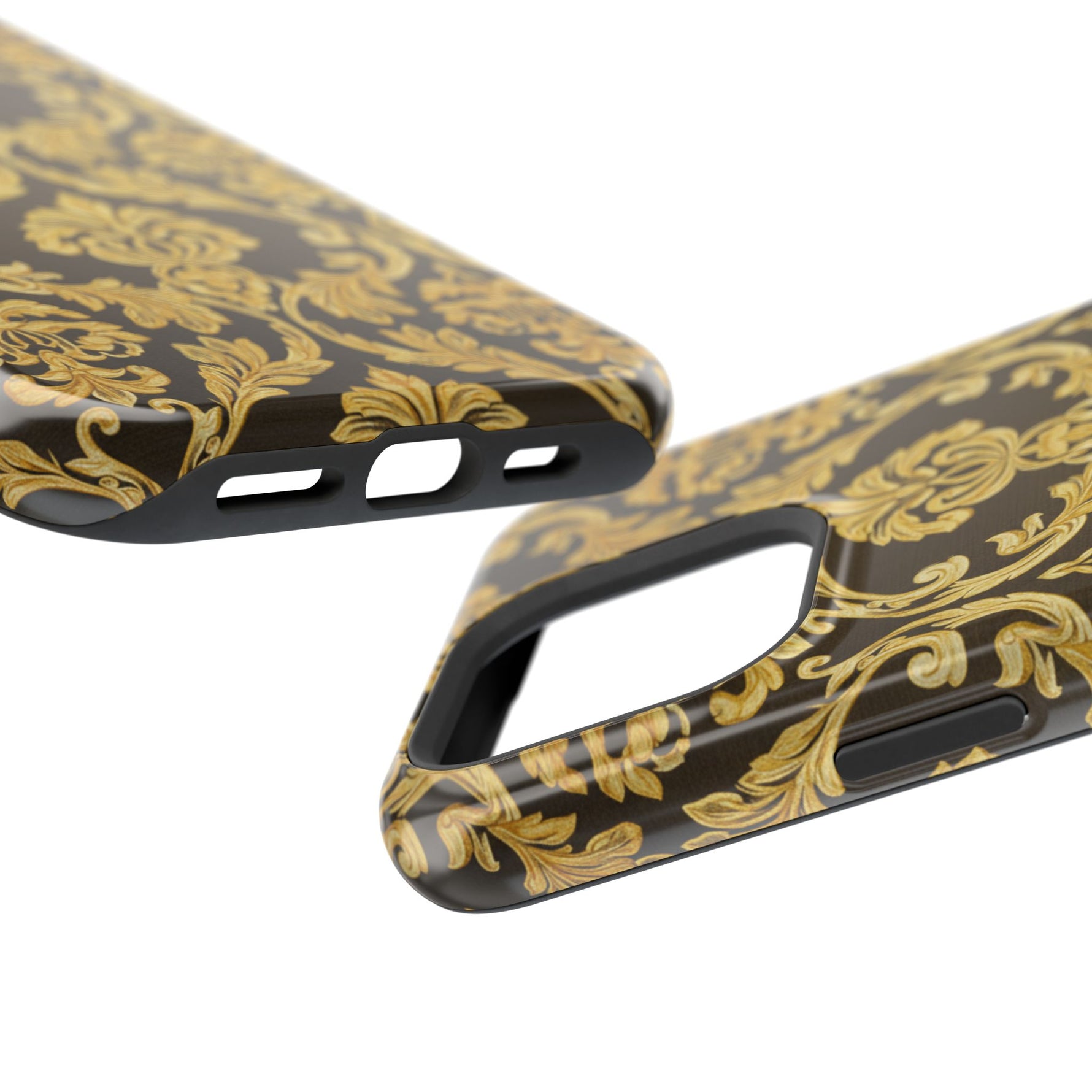 Gold Damask Magnetic Impact-Resistant iPhone Case with MagSafe Compatibility