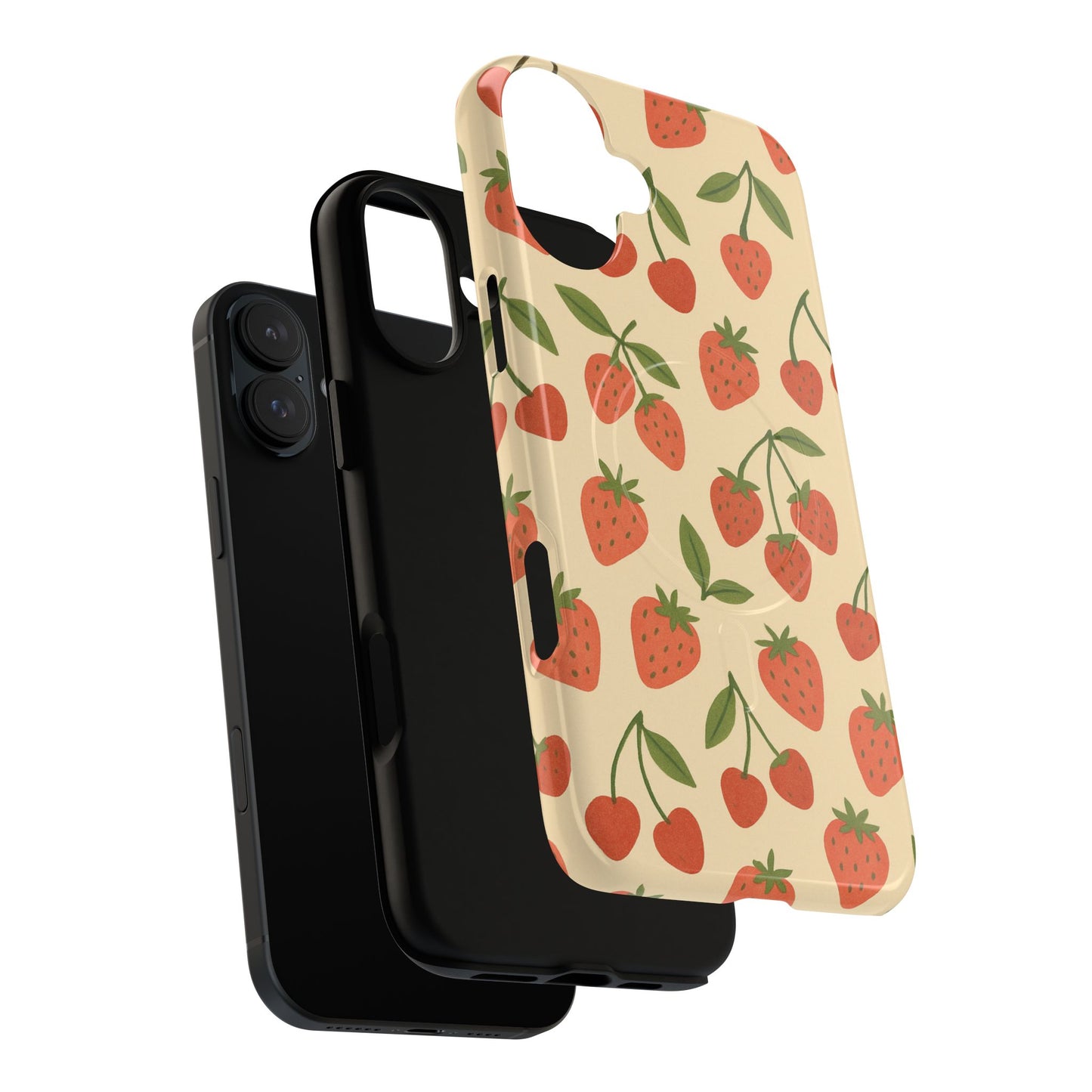 Strawberry Cherry Fruit Pattern iPhone Case | MagSafe Compatible