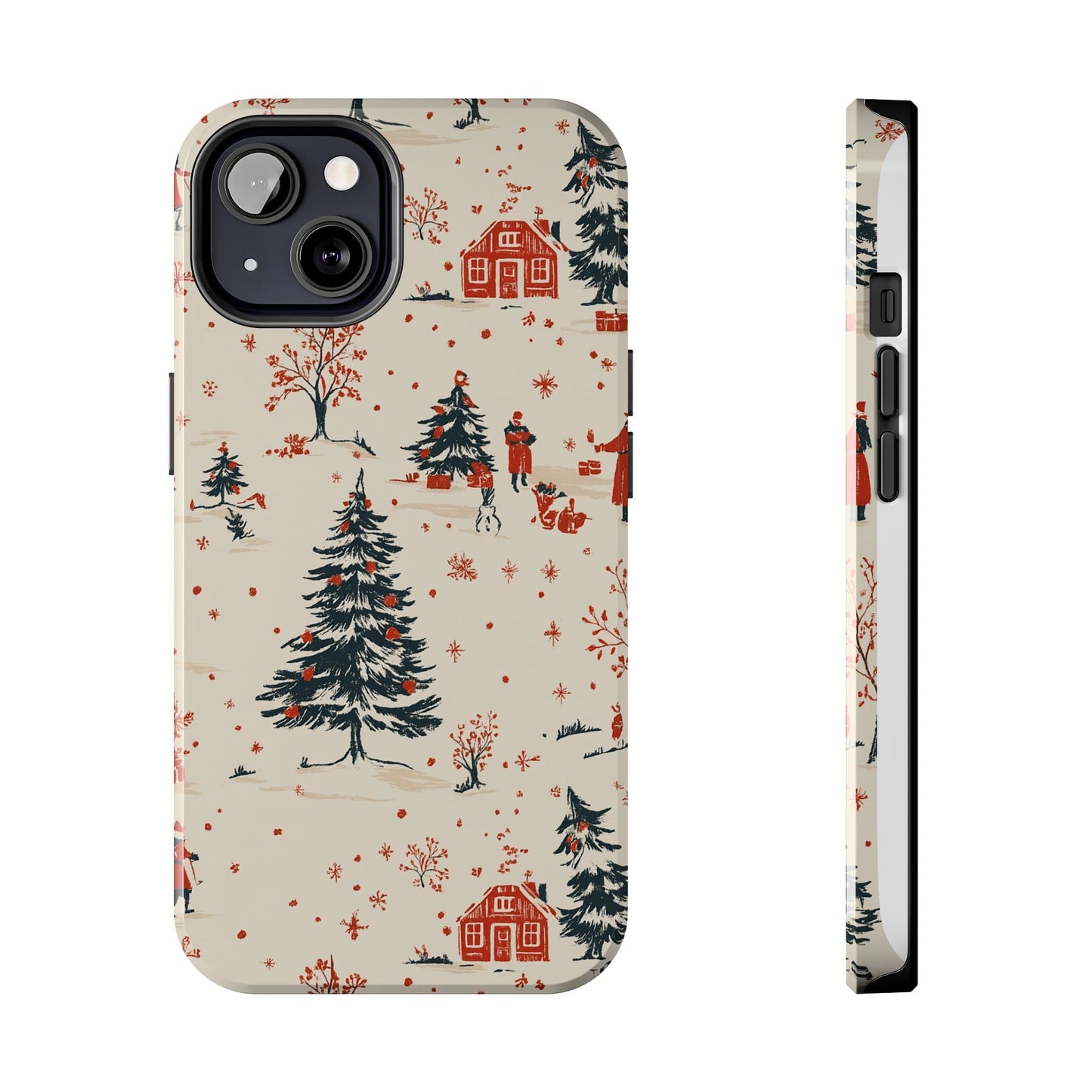 Winter Village Holiday Tough iPhone Case — Vintage Holidays & Snow Scene
