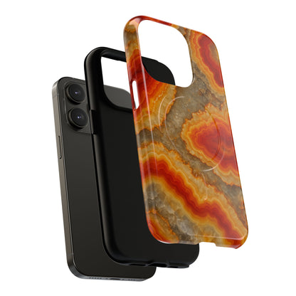 Agate Glow Marble iPhone Case Orange Geode Stone Design with MagSafe