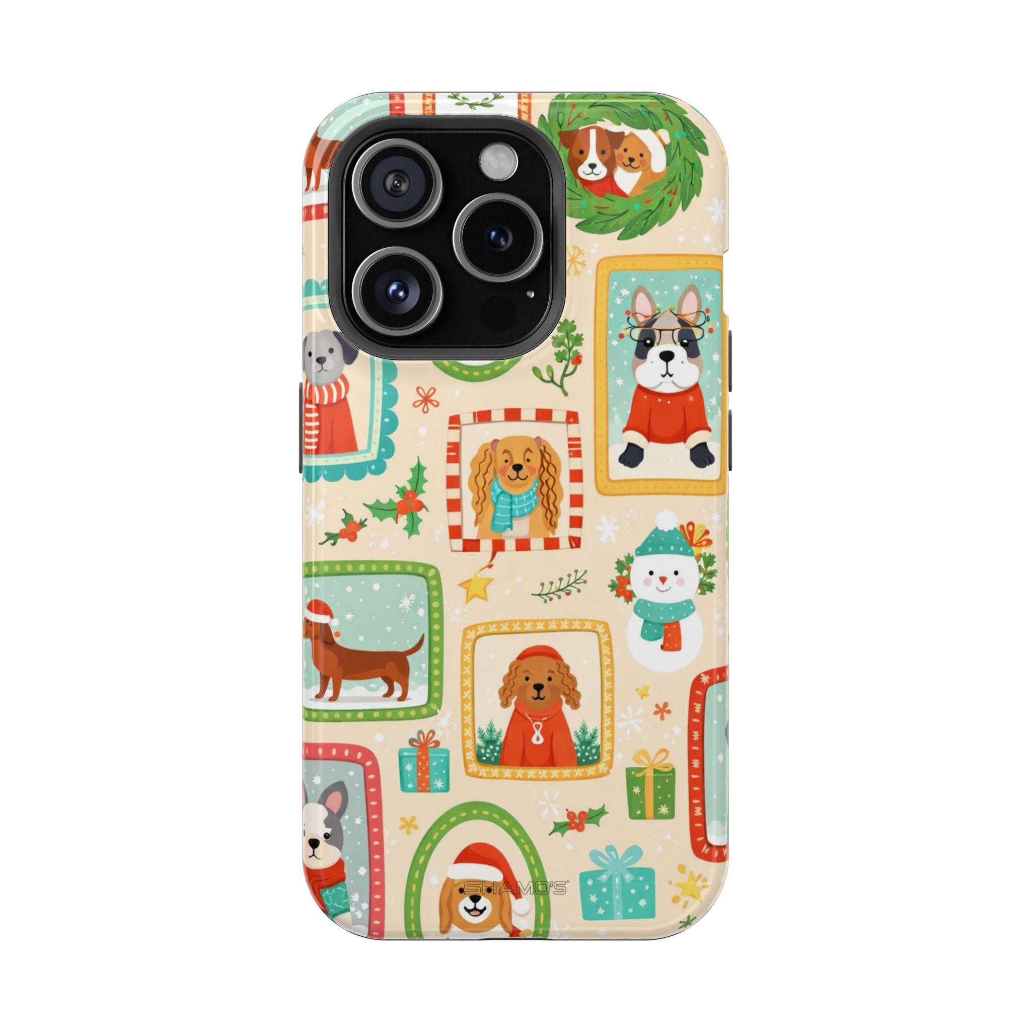 Cute Holiday Dogs MagSafe Compatible Impact-Resistant Phone Case - iPhone 15 Pro / Glossy - Shamo's