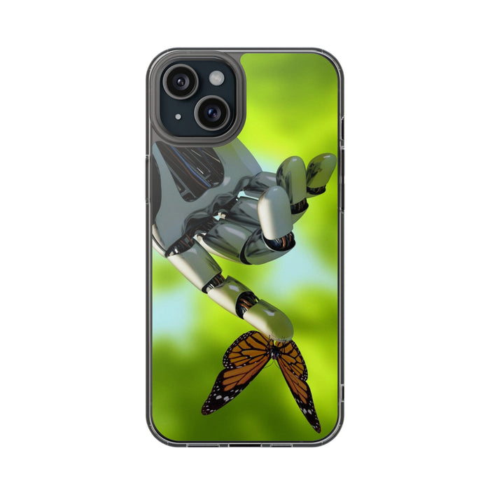 Clear Phone Cases with Robotic hand and Butterfly theme