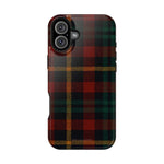 Funda para iPhone resistente a impactos con diseño de cuadros escoceses rojos y verdes con MagSafe