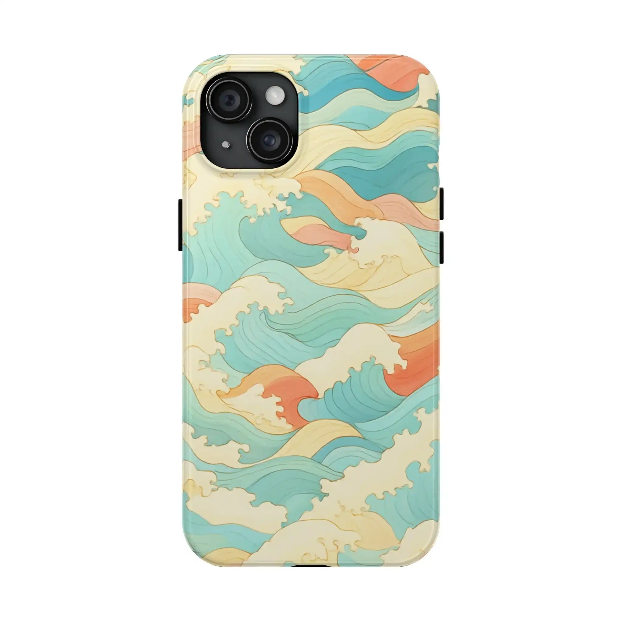 Ocean Wave Tough Phone Case — Pastel Retro Surf Pattern  Shamo's iPhone 15 Plus