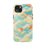 Ocean Wave Tough Phone Case — Pastel Retro Surf Pattern  Shamo's iPhone 15 Plus