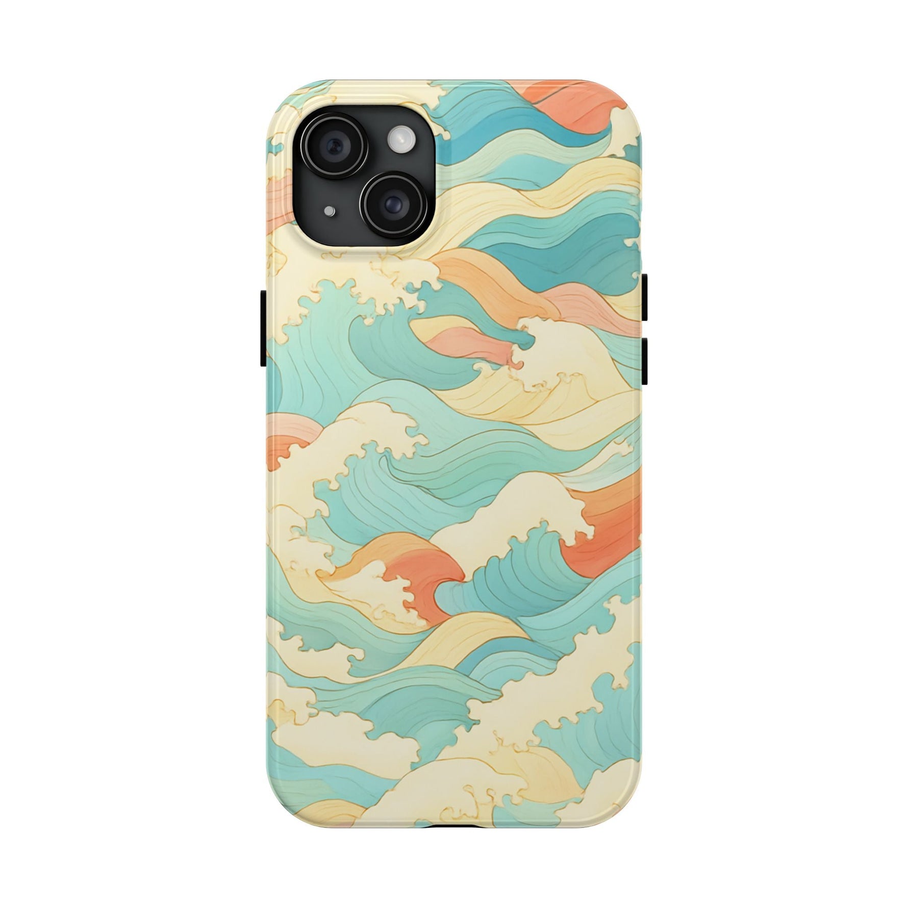 Ocean Wave Tough Phone Case — Pastel Retro Surf Pattern  Shamo's iPhone 15 Plus