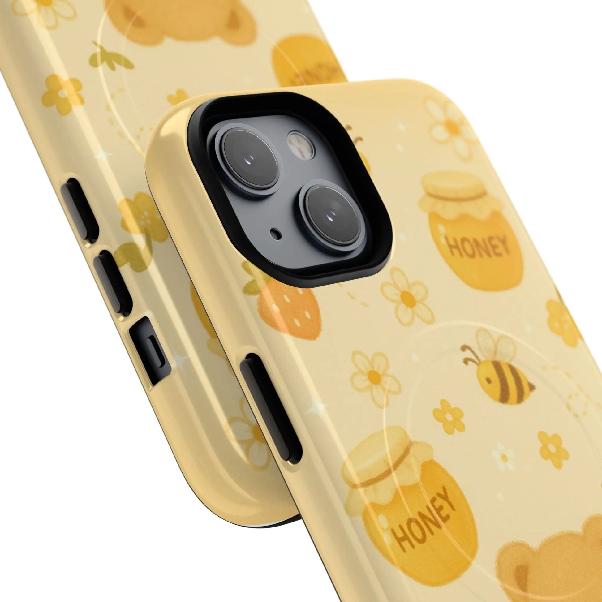 Cute Honey Teddy Bear iPhone Case — Yellow Bee & Honey Pot Design with MagSafe - Shamo's