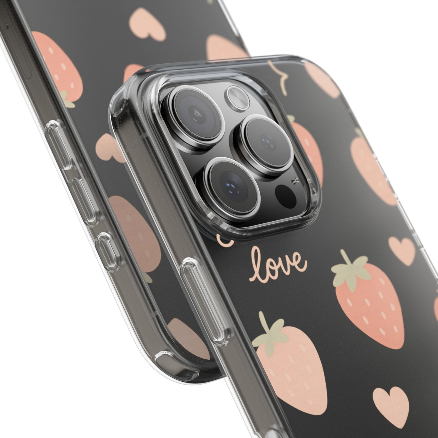 Sweet Love Strawberry Clear iPhone Case | MagSafe