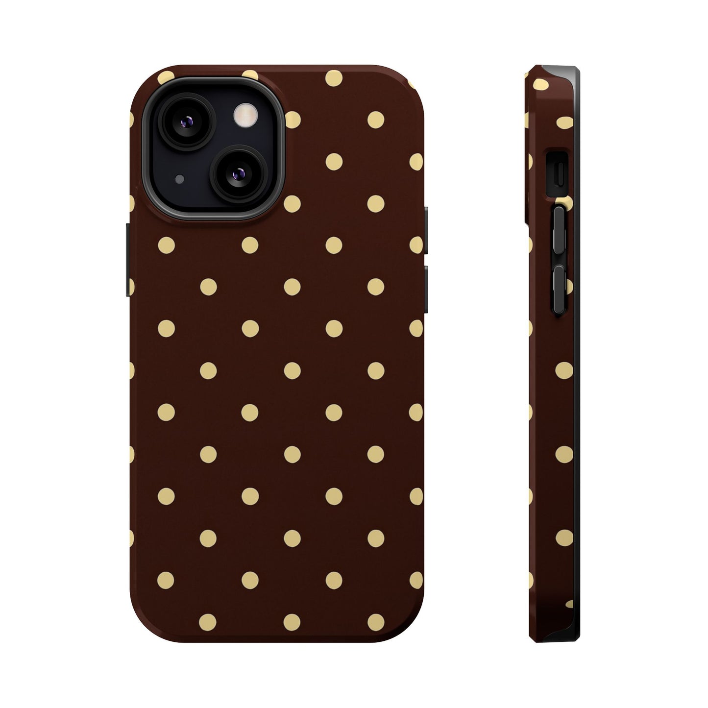 Polka Dot iPhone Case — Brown & Cream Protective Cover with MagSafe compatibility