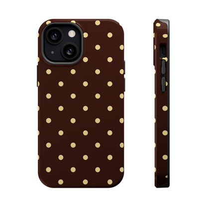 Polka Dot iPhone Case — Brown & Cream Protective Cover with MagSafe compatibility