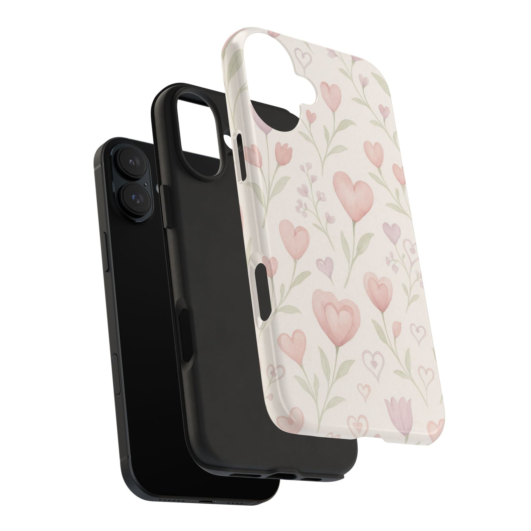 Pink Watercolor Heart Floral Pattern | Tough Impact Phone Case  Shamo's
