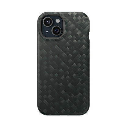 Dark Carbon Fiber Texture Magnetic Impact-Resistant iPhone Case | MagSafe compatible  Shamo's iPhone 15 / Matte